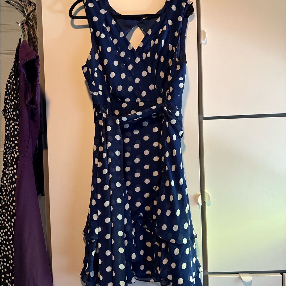 Blue and White Ruffled Tie Front Sundress
